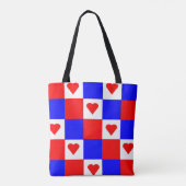 Schachbrett rot, weiß und blau tasche (Rückseite)