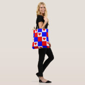 Schachbrett rot, weiß und blau tasche (Am Model)