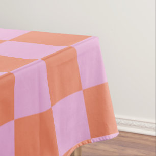 Schachbrett Schachbrettmuster Korallenpastellrosa Tischdecke