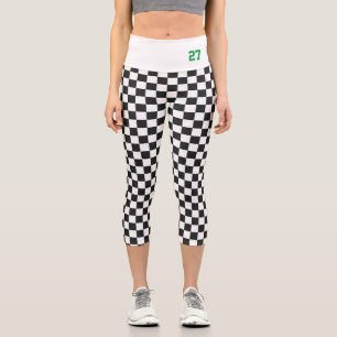 Schachbrett School Spirit Team Colors Sports Numbe Capri Leggings