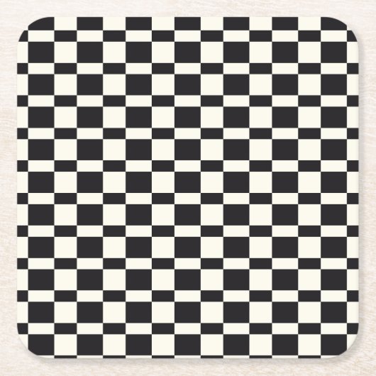 Schachbrett schwarz und weiß rechteckiger pappuntersetzer (Vorderseite)