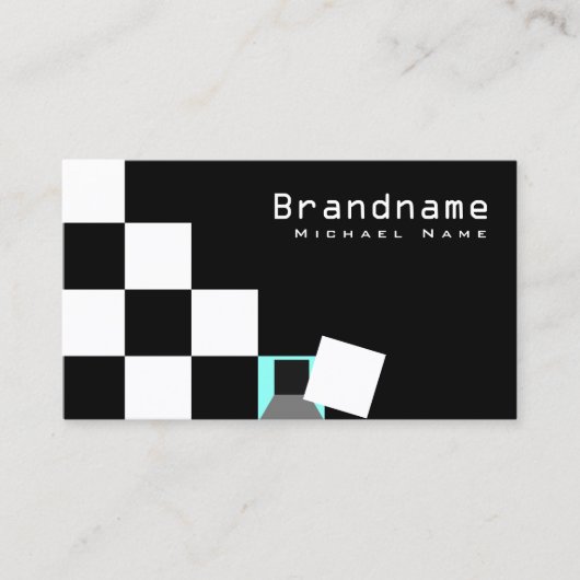 Schachbrett Schwarz-weiß Modernes, Aquamarines Ber Visitenkarte (Vorderseite)