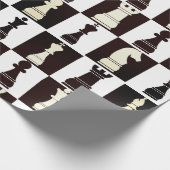 Schachbrett Schwarz-Weiß-Muster Geschenkpapier (Ecke)