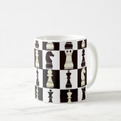 Schachbrett Schwarz-Weiß-Muster Kaffeetasse (VorderseiteRechts)