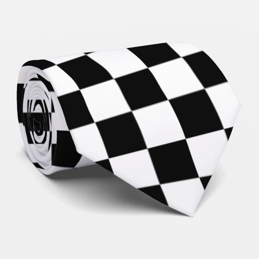 Schachbrett-Schwarz-weißes Schachbrett Krawatte (Gerollt)