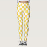 Schachbrett-Senf-Gelb und Weiß Leggings<br><div class="desc">Schachbrett-Senf-gelbe und weiße Leggings</div>