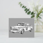 Schachbrett Taxi Cab Illustration Postkarte (Stehend Vorderseite)