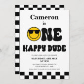 Schachbrett und Blick auf einen glücklichen Typ 1. Einladung (Vorne/Hinten)