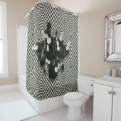 Schachbrett-und des Schach-3D Stückzusammensetzung Duschvorhang (Beispiel)