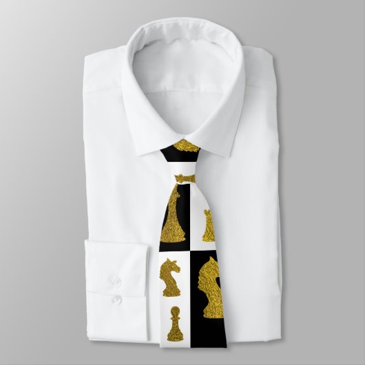 Schachbrett-und Goldschach-Stückmuster Krawatte (Gebunden)