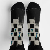Schachbrett und Marmor Schachfiguren Socken (Oben)