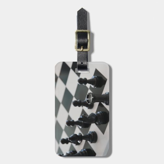 Schachbrett und PIeces Gepäckanhänger (Vorderseite vertikal)