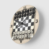 Schachbrett-und Schach-Stücke: Wanduhr (Winkel)