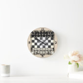 Schachbrett-und Schach-Stücke: Wanduhr (Zuhause)