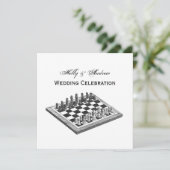 Schachbrett und Schachfiguren Vintage Kunst Einladung (Stehend Vorderseite)