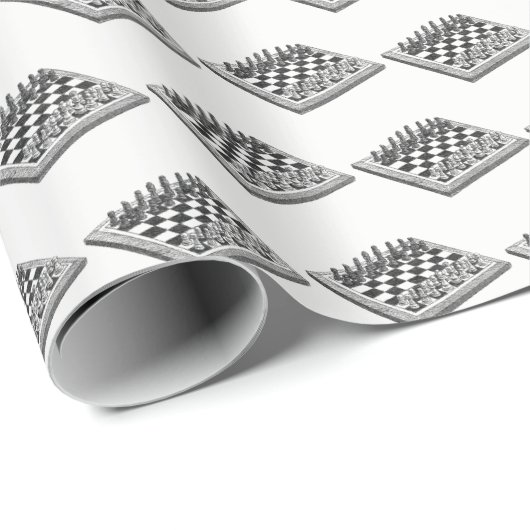 Schachbrett und Schachfiguren Vintage Kunst Geschenkpapier (Rolleneckpunkt)