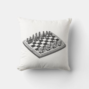 Schachbrett und Schachfiguren Vintage Kunst Kissen