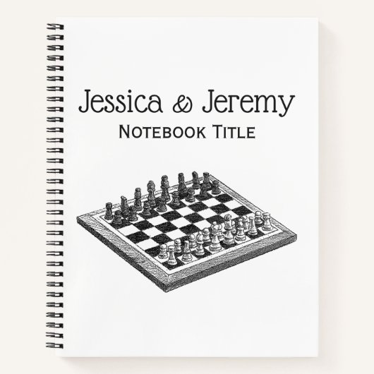 Schachbrett und Schachfiguren Vintage Kunst Notizbuch (Vorderseite)