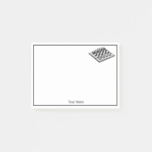 Schachbrett und Schachfiguren Vintage Kunst Post-it Klebezettel