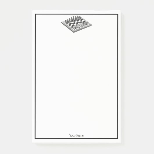 Schachbrett und Schachfiguren Vintage Kunst Post-it Klebezettel (Vorderseite)