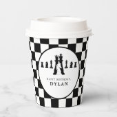 Schachbrett und Spielautomaten Nacht jedes Alter G Pappbecher (Rückseite)