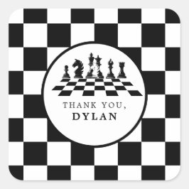 Schachbrett und Spielautomaten Nacht jedes Alter G Quadratischer Aufkleber