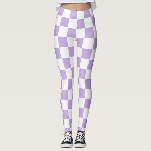Schachbrett und Weiß Leggings (Vorderseite)
