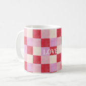Schachbrett Valentin kariert rosa Creme Preppy Kaffeetasse (Vorderseite Links)