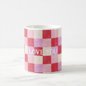 Schachbrett Valentin kariert rosa Creme Preppy Kaffeetasse (Mittel)