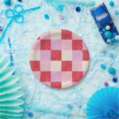 Schachbrett Valentin kariert rosa Creme Preppy Pappteller (Party)