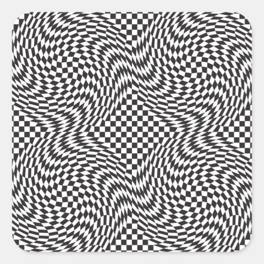 Schachbrett-Verzerrung Quadratischer Aufkleber (Vorderseite)