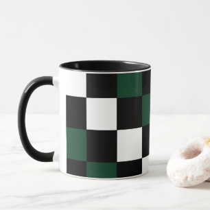 Schachbrett Weiß Schwarz Grün Kariert Tasse