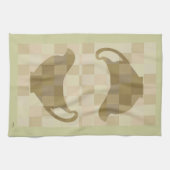 Schachbrettboot (Salbei) Handtuch (Horizontal)