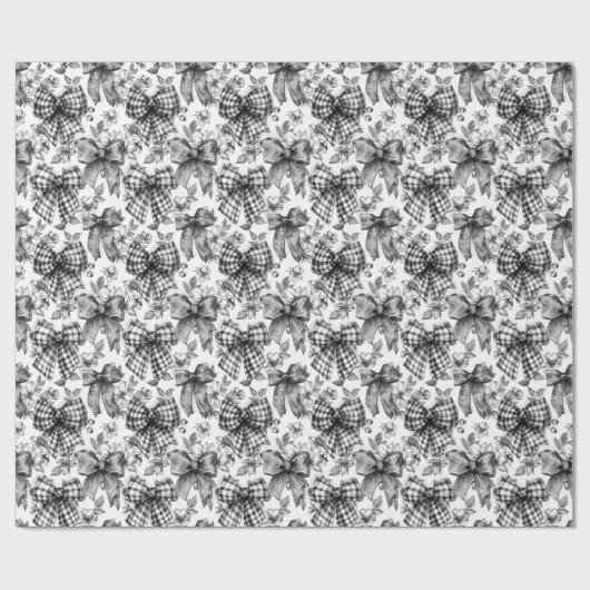 Schachbrettcoquette Schwarz/Weiß Geschenkpapier (Flach)