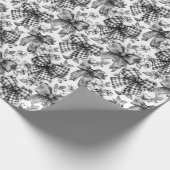 Schachbrettcoquette Schwarz/Weiß Geschenkpapier (Ecke)