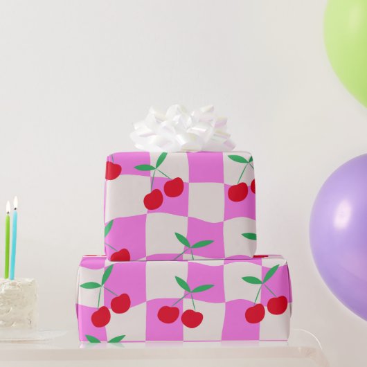 Schachbretter auf rosafarbenen Karton Geschenkpapier (Partygeschenke)