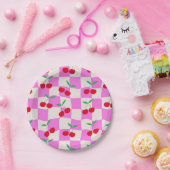 Schachbretter auf rosafarbenen Karton Pappteller (Party)