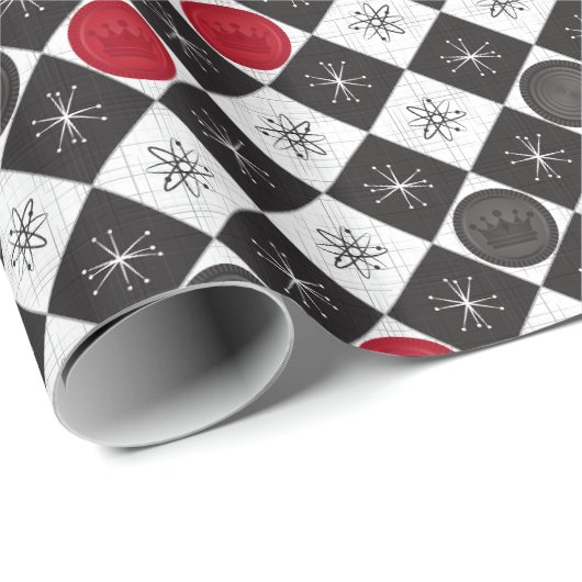 Schachbretter des Atomalters Geschenkpapier (Rolleneckpunkt)
