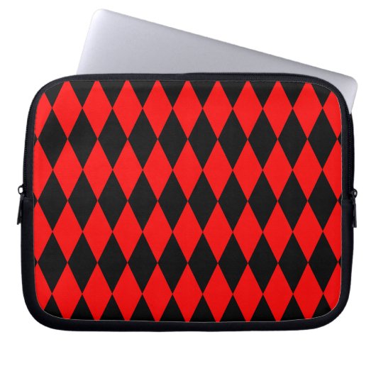 Schachbretter mit Red & Black Diamond Raute Laptopschutzhülle (Vorderseite)