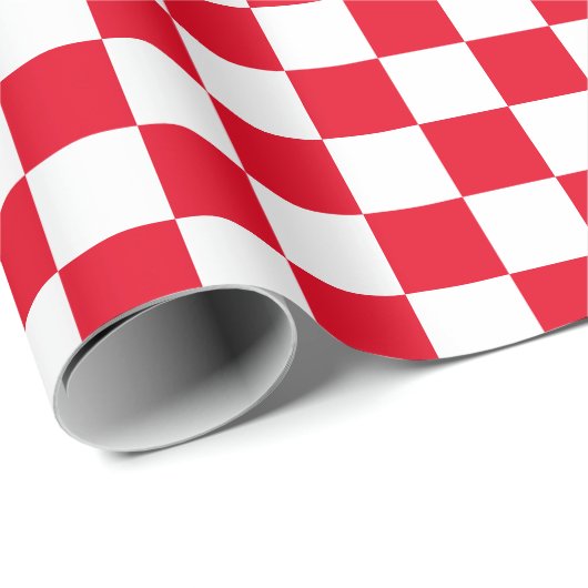 Schachbretter mit weißem und rotem Schachbrett Geschenkpapier (Rolleneckpunkt)