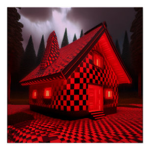 Schachbretter & Punkte-Hütte Poster