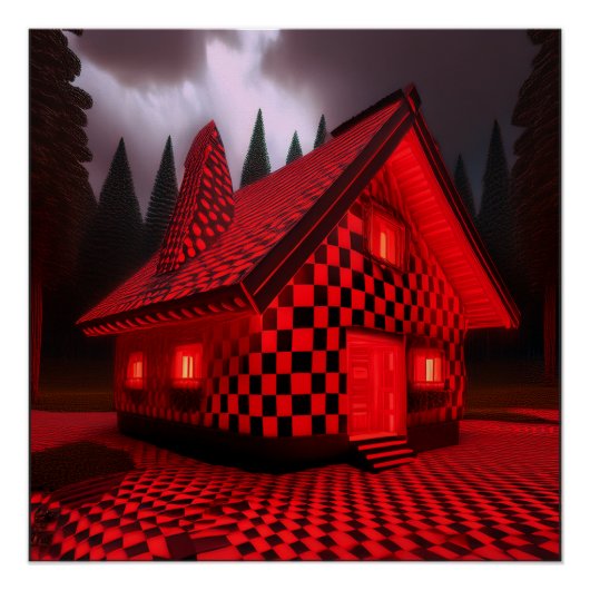 Schachbretter & Punkte-Hütte Poster (Vorderseite)