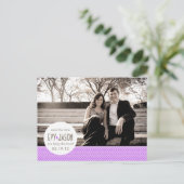 Schachbretter + Punkte - Save the Date individuell Ankündigungspostkarte (Stehend Vorderseite)