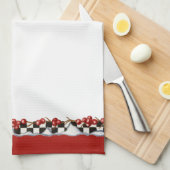 Schachbretter und Beeren Geschirrtuch (Viertel Falte)