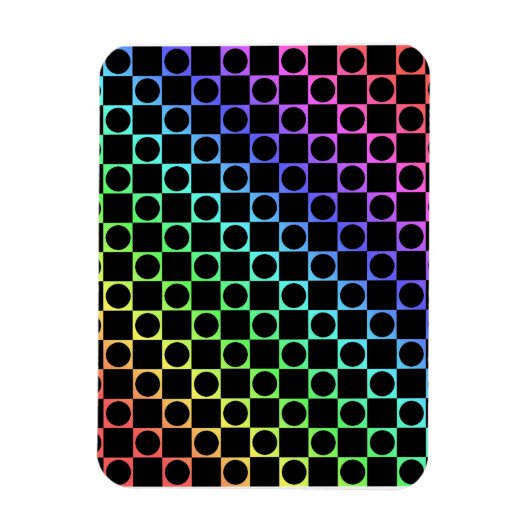 Schachbretter und Kreise, Regenbogen und Schwarz Magnet (Vertikal)