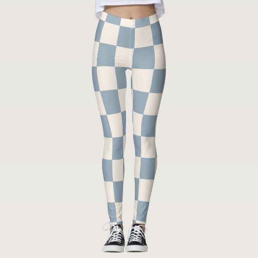 Schachbretter "Worn Blue" Leggings (Vorderseite)