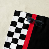 Schachbrettfahrer Rot und Schwarz Strandtuch (Beispiel)