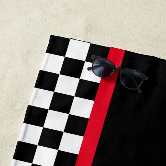 Schachbrettfahrer Rot und Schwarz Strandtuch (Beispiel)