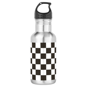 Schachbrettflagge (Schwarz und Weiß) (Schachbrettm Edelstahlflasche