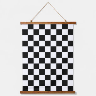 Schachbrettflagge Wandteppich Mit Holzrahmen